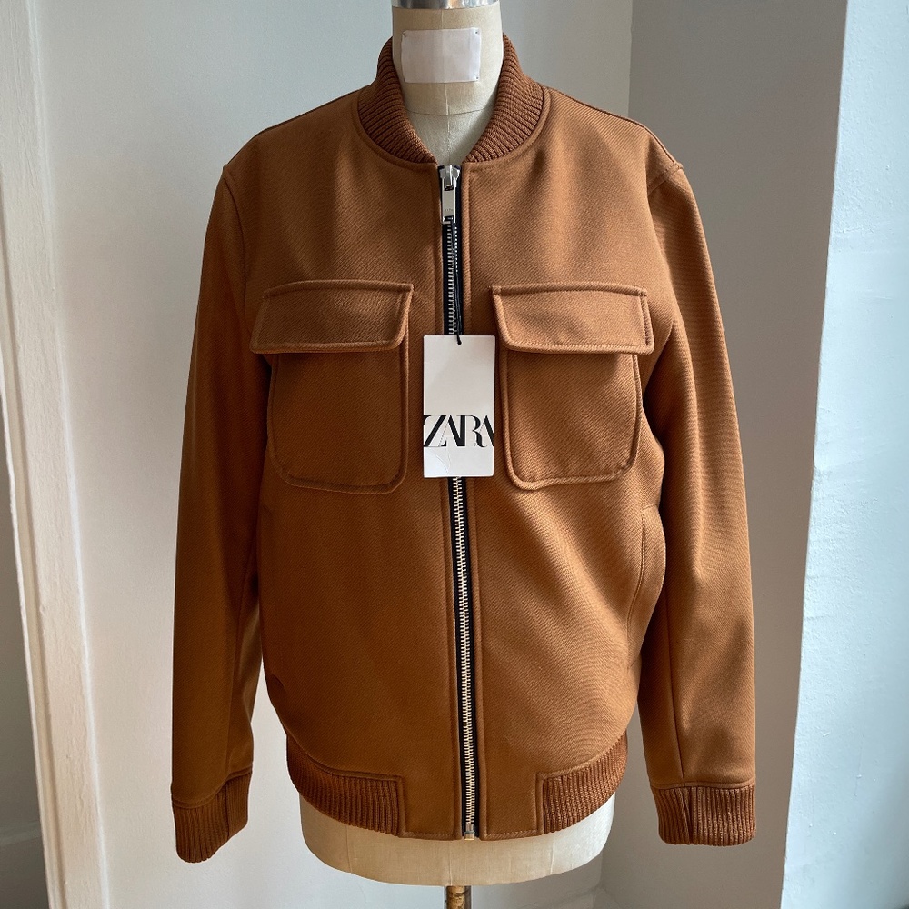 ZARA Men's Camel Bomber (Medium)
